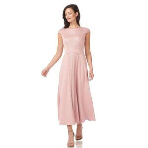 JS Collections Sequin And Crepe Midi Dress in Blush Size 10 NWT‎ $298